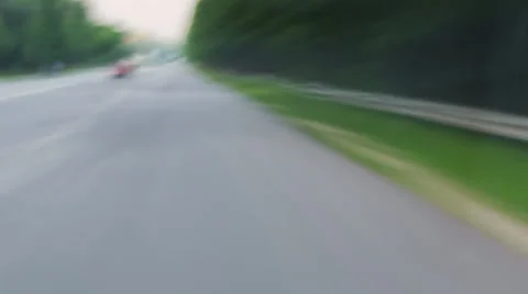 Daytime freeway driving into city with motion blur time lapse Stock Footage 25687008