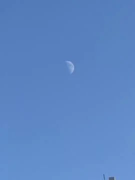 Daytime Half Moon in a Clear Blue Sky with Copy Space Stock Photos