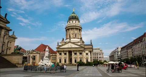 Daytime Hyper lapse of french dome at Hackescher Markt in Berlin, Germany Stock Footage 140509229