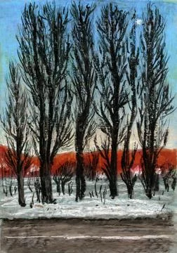 Daytime landscape with trees. Stock Illustration