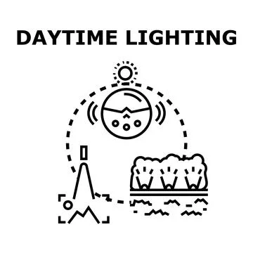 Daytime lighting smart system operating automatically Stock Illustration