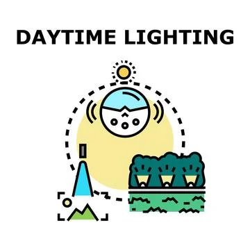 Daytime lighting smart system operating automatically Stock Illustration