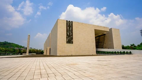 Daytime Panoramic Timelapse of Xinhai Revolution Museum, China, 4K Stock Footage 339640938