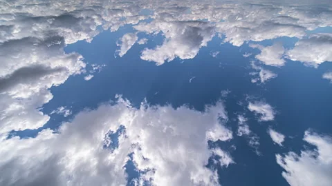 Daytime puffy clouds wide angle timelapse Stock Footage 160344460