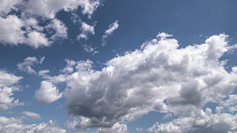 Daytime puffy clouds wide angle timelapse Stock Footage 160345142