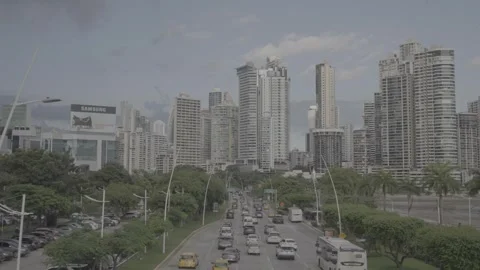 Daytime scenes in Panama: traffic and buildings Stock Footage 343747470