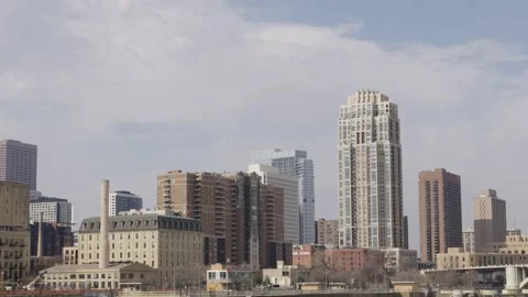 Daytime Sky With Cloudscape Passing Over Minneapolis Skyline In Minnesota Stock Footage 306932575