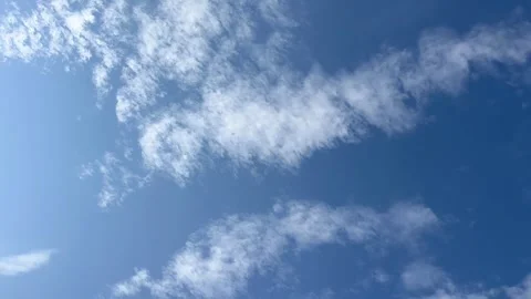 Daytime time-lapse of blue sky with clouds floating on a sunny day. 4K video. Stock Footage 292969157
