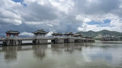 Daytime Time-lapse of Guangji Bridge, Chaozhou Stock Footage 331455679