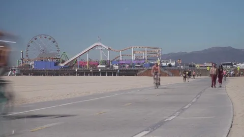 Daytime time-lapse of santa monica beach and pier Stock Footage 83065839