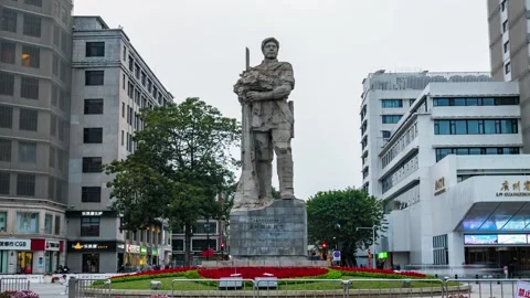 Daytime Timelapse of City Monument, Traffic and Pedestrian Activity Stock Footage 339640818