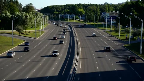 Daytime timelapse of expressway in Ufa. Prospect Salavat Yulaev Video stock 132768944