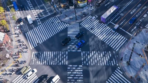 Daytime timelapse at Ginza crossing .4K UHD time-lapse with crowded people Stock Footage 122684475