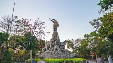 Daytime Timelapse of Guangzhou Landmark Five Rams Sculpture, 4K Stock Footage 339640839