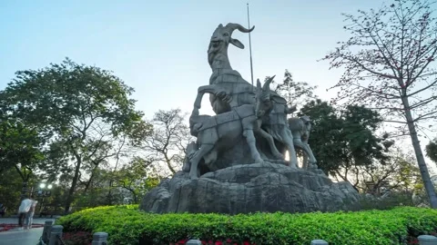 Daytime Timelapse of Guangzhou Landmark Five Rams Sculpture, 4K Stock Footage 339640845
