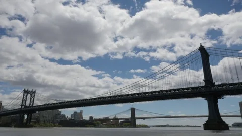 Daytime timelapse of Manhattan Bridge and Brooklyn Bridge, New York, USA, 4K Stock Footage