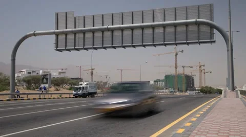 Daytime timelapse of Traffic on Sultan Qaboos Road Stock Footage 45196318