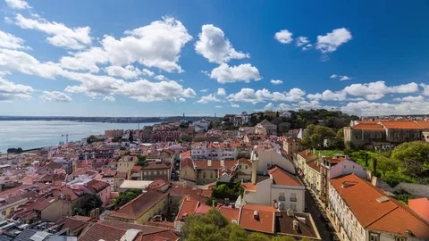 Daytime tmelapse over the Lisbon old town. Portugal. April, 2017 스톡 동영상 78518497