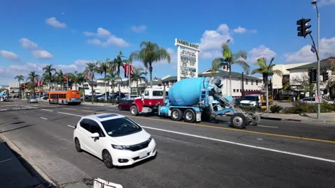 Daytime traffic on 3rd Ave. in front of Farmers Market in Hollywood, California Stock-Footage 265517286