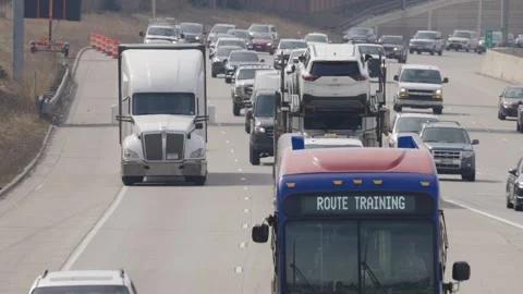 Daytime Traffic On Interstate 35W In Minneapolis, Minnesota, USA. static shot Stock Footage 306766952