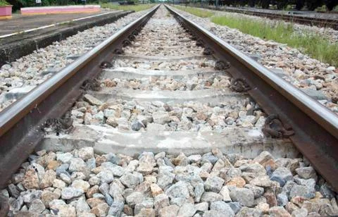 Daytime train tracks Stock Photos