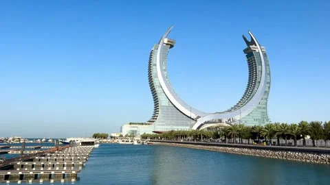 Daytime view of Al Wasil Park in Lusail Stock Footage 325898259