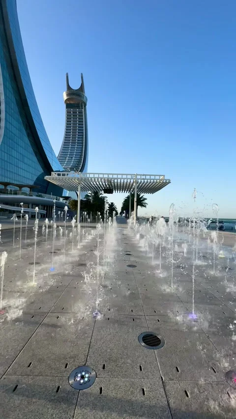 Daytime view of Al Wasil Park in Lusail Stock Footage 325898380