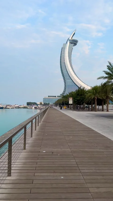 Daytime view of Al Wasil Park in Lusail Stock Footage 325903003