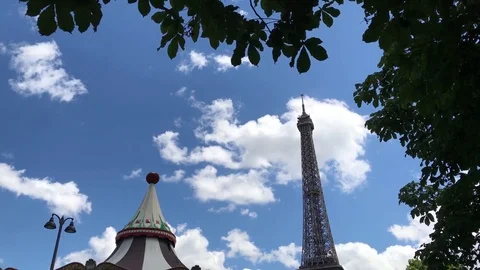 Daytime view of Eiffel Tower, Paris Stock Footage 77348188