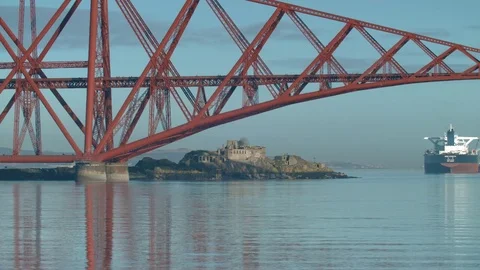 Daytime view of the Forth Rail Bridge, Edinburgh Stock Footage 85282749