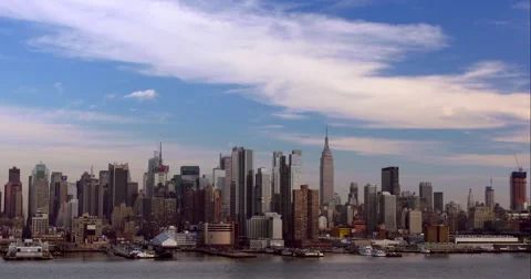 Daytime view of the Manhattan Skyline. Stock Footage 62349858