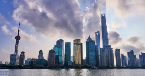 Daytime View Shanghai skyline (4K,Time-lapse) Stock Footage 83670508