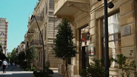 Daytime Walk Along a Tree-Lined City Street with Hospital Sign Stock Footage 338243643