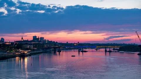 Daytime Warsaw Time-Lapse: Skyline, River  Bridge Scene Stock Footage 291682007