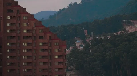 Daytime Wide Angle Shot of Buildings on the East Side of Bogota Stock Footage 45237472