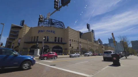 Daytime Wide Panning Establishing Shot PNC Park in Pittsburgh Stock Footage