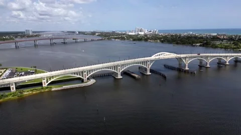 Dayton Beach bridge flyover inner costal waterway Vídeo Stock 247371372