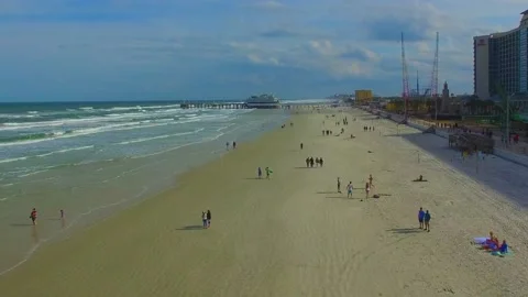Daytona beach florida ocean waves vacation people Stock Footage 145662379
