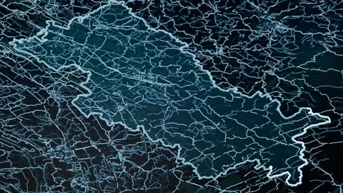 Dazhou China Glowing Digital Map Animation 4K Vidéo 337807353