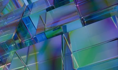 A dazzling abstract array of translucent, multifaceted geometric blocks. Li.. Stock Illustration