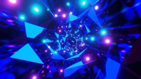 Dazzling array of blue and purple triangular shapes converging to create a Stock Footage 276749666