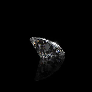 Dazzling diamond on black background. 3D render Stock Photos