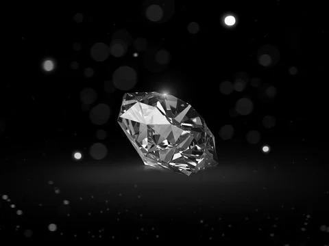 Dazzling diamond on black background with abstract lights. 3d render Stock Illustration
