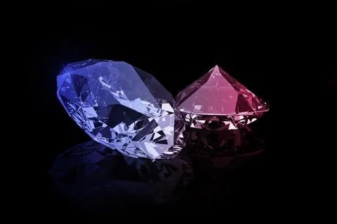 Dazzling diamond on black background. Blue neon Banner Art concept 스톡 일러스트