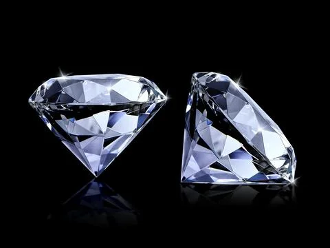 Dazzling diamond on black background Stock Photos