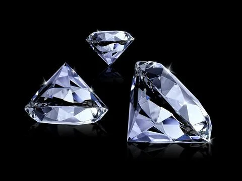 Dazzling diamond on black background Stock Photos