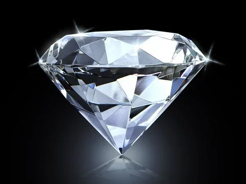 Dazzling diamond on black background Stock Photos