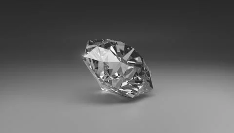 Dazzling diamond on grey background. 3D render Illustrazione stock