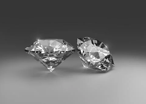 Dazzling diamond on grey background. 3D render Illustrazione stock
