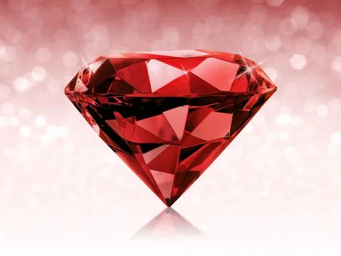 Dazzling diamond red on red shining bokeh background. concept for chossing be 스톡 일러스트